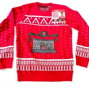 Red Christmas Fireplace Sweater New for women or men